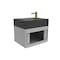Castello Usa Nile 24-inch Gray Vanity Set with Black Top and Gold Handles CB-MC-24G-GLD-2053-BL - alternate 2